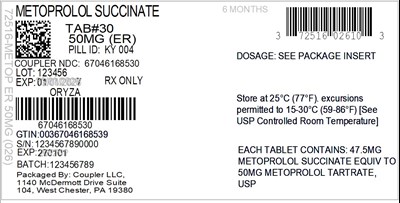 Label (72516 026 10 Metoprolol Succ Er 50mg 67046 1685 30)